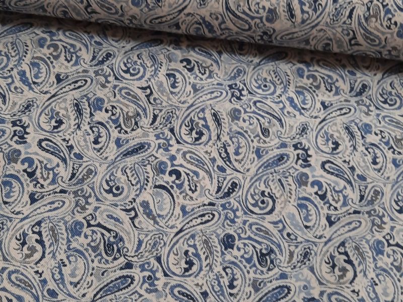 Popelin  CACHEMIR AZUL 