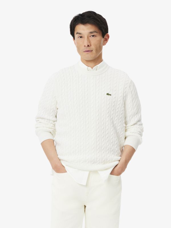 Lacoste Heritage: Cable Knit Blanc