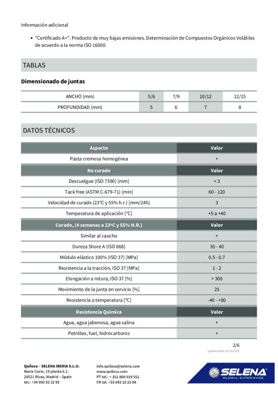 Quilosa PU 50 Sellador y Adhesivo de Poliuretano Monocomponente