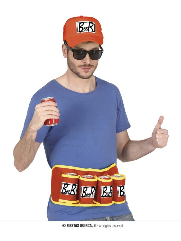 Gorra y cinturón de cervezas