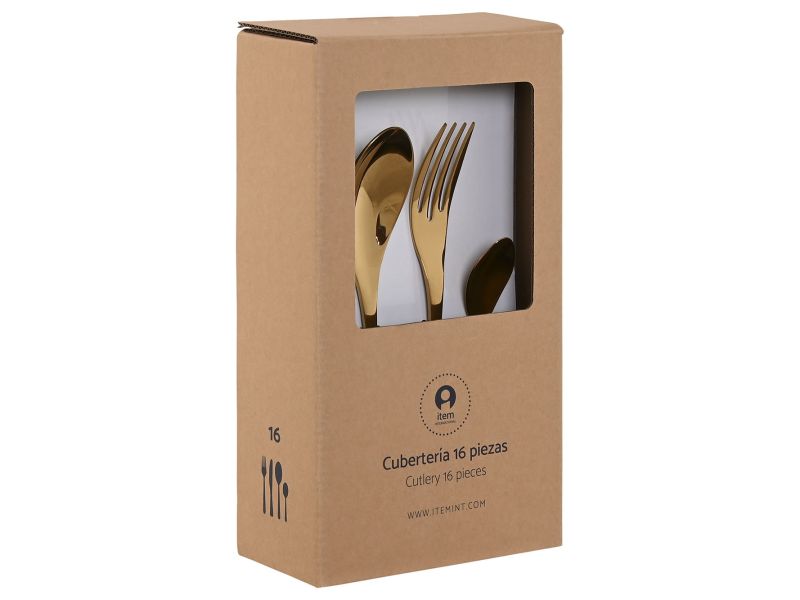 Cubertería Dorada de 16 Piezas