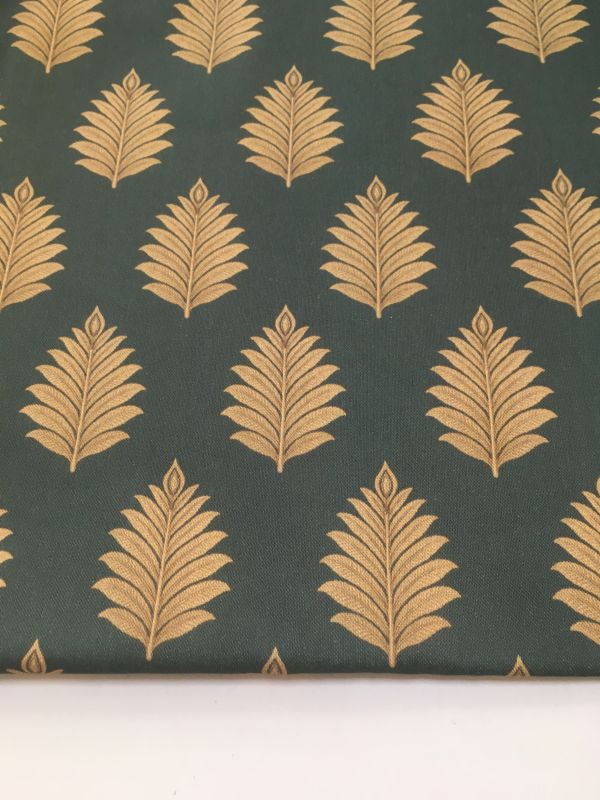 Loneta HALF PANAMÁ FONDO VERDE HOJA MOSTAZA 