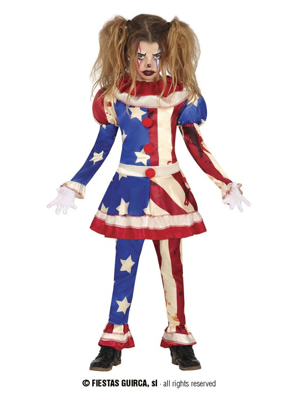Disfraz de Patriot Clown para niña