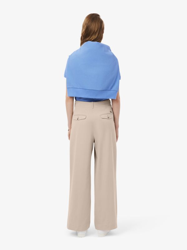 Pantalón Chino de Corte Amplio de Tela de Gabardina Elástica