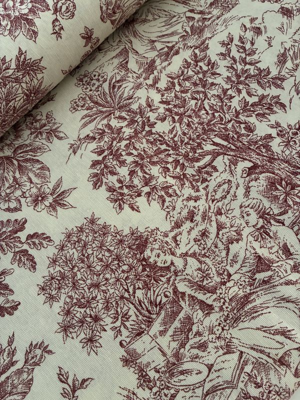 Loneta toile de jouy granate