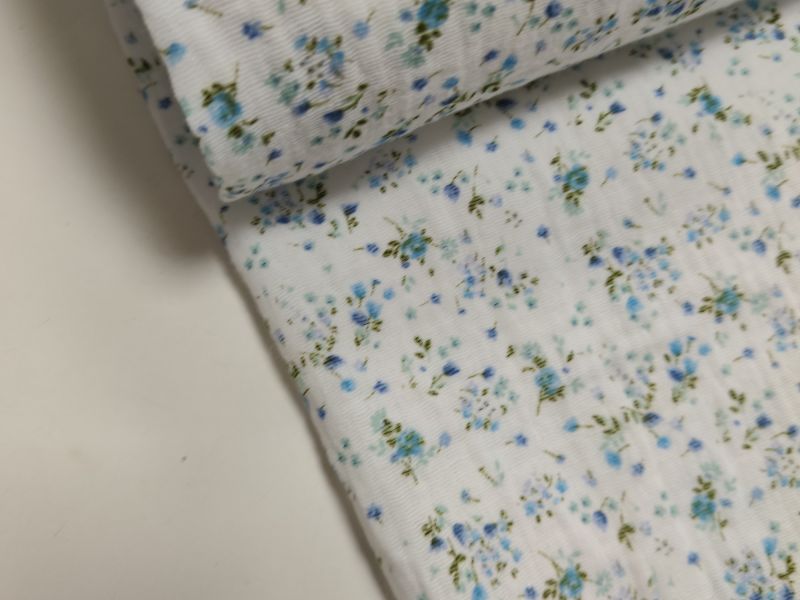 Tela MUSELINA FLOR AZUL