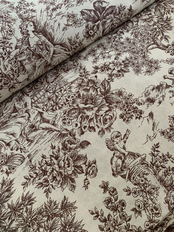 Loneta toile de jouy  MARRON CHOCOLATE 