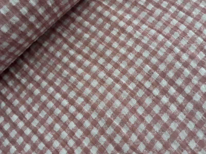 Tela MUSELINA CUADRO ROSA PALO 