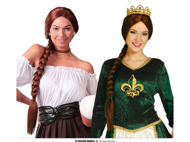 Peluca trenza castaña