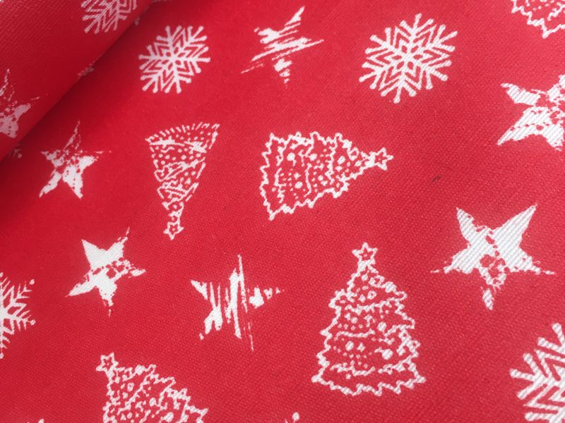 Mantel resinado antimanchas NAVIDAD FONDO ROJO FIGURAS BLANCAS 