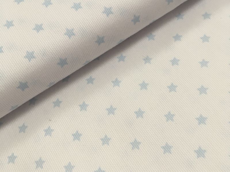 Piqué de canutillo FONDO BLANCO  ESTRELLA AZUL PEQUEÑA 