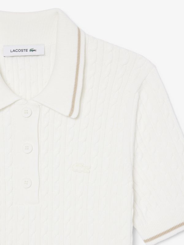 Jersey de Cuello Polo de Punto con Ochos y Rayas