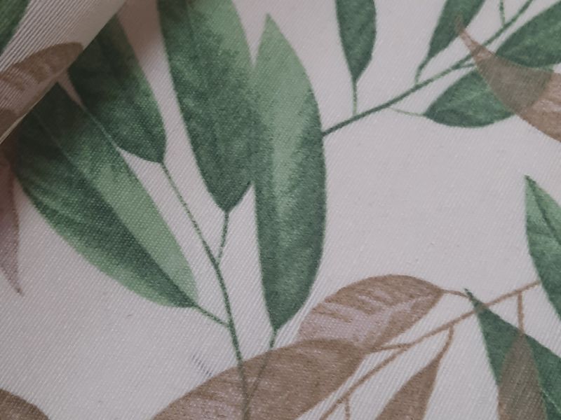 TELA MANTEL RESINADO HOJA LANCEOLADA VERDE