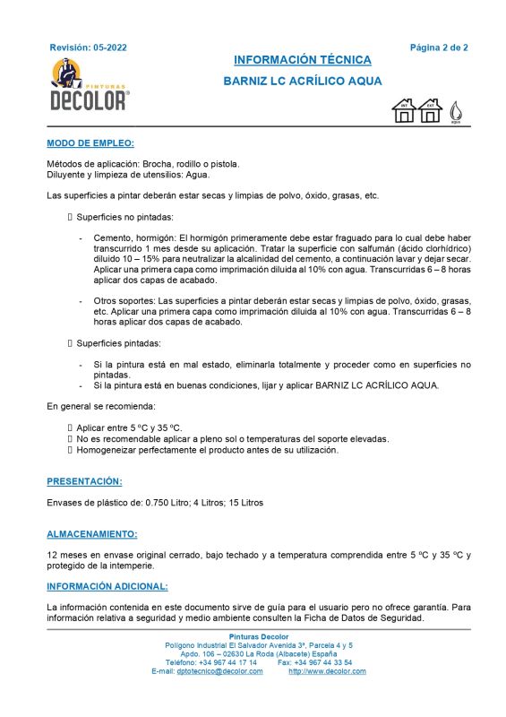 Decolor Barniz LC Acrílico Aqua
