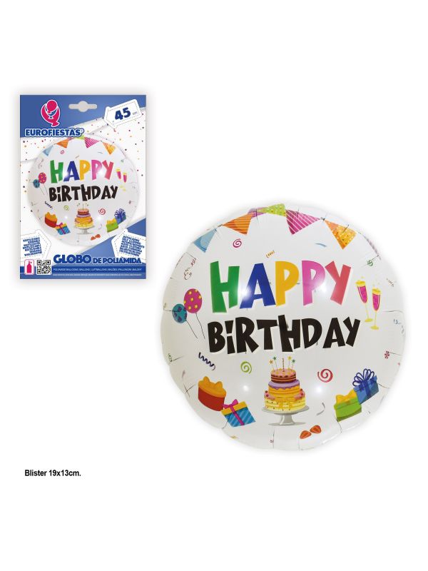 Globo Foil Feliz cumpleaños Blanco