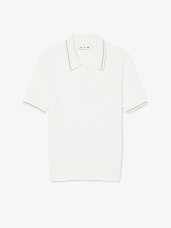 Jersey de Cuello Polo de Punto con Ochos y Rayas