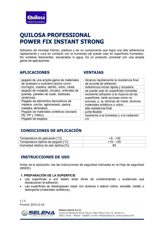 Quilosa Profesional Power Fix Instant Strong