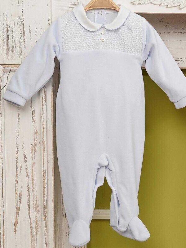 Pelele bebe pespunte celeste