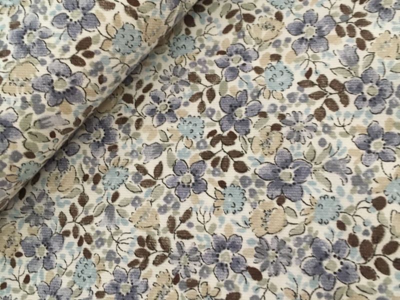 Viyela.liberty AZUL  EMPOLVADO Y MARRÓN 