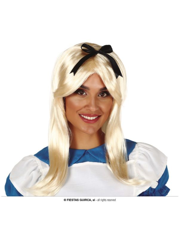 Peluca rubia con lazo