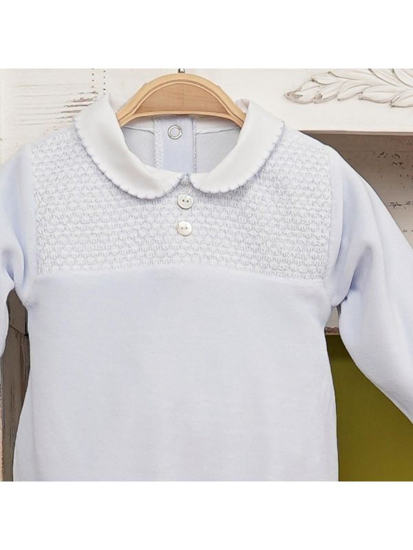 Pelele bebe pespunte celeste