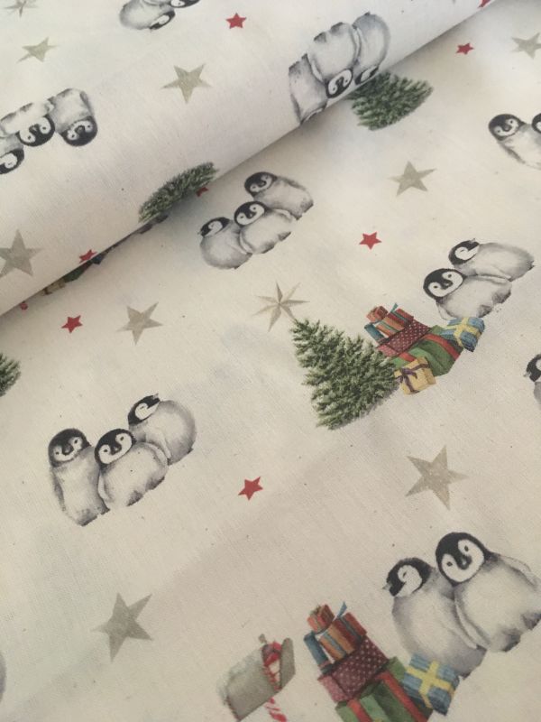 Algodón Navidad FONDO CLARO PINGÜINOS