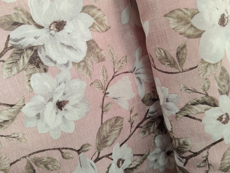 Loneta FONDO ROSA PALO FLOR GRANDE BLANCA 