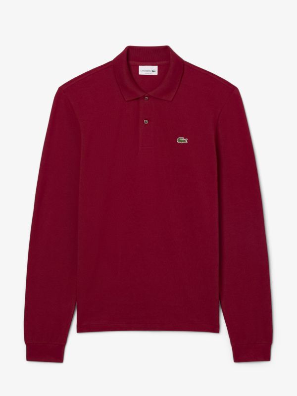 Polo de Manga Larga Lacoste L.12.12 en Rojo Burdeos