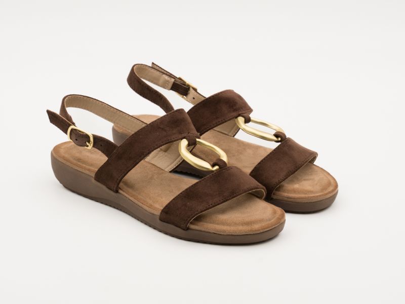 Sandalia Confort Arandela Dorada Chocolate-1