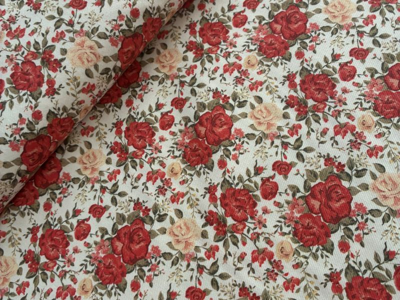 Viyela estampada FLORES ROJAS 