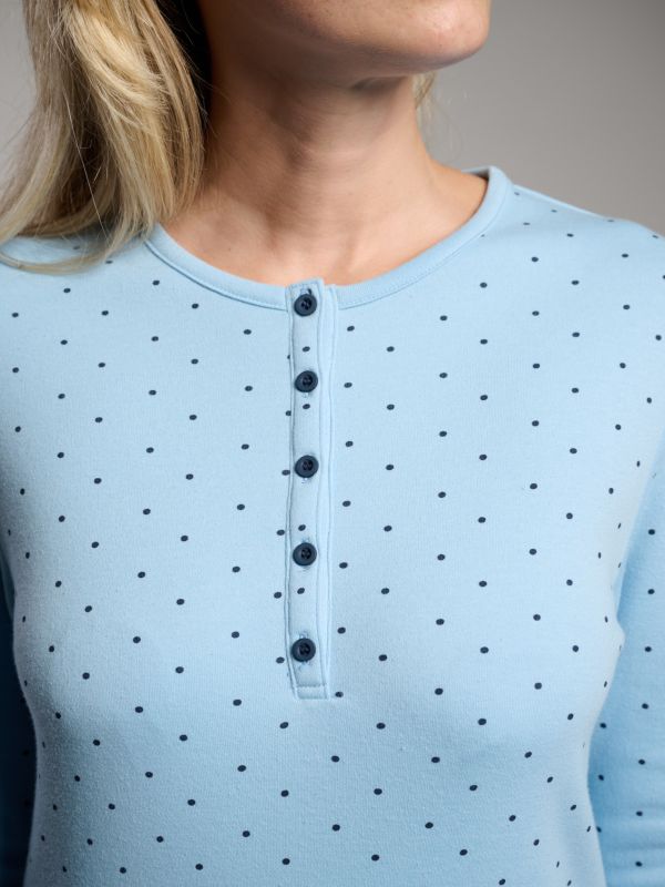 Camisón afelpado mujer estampado lunares azul