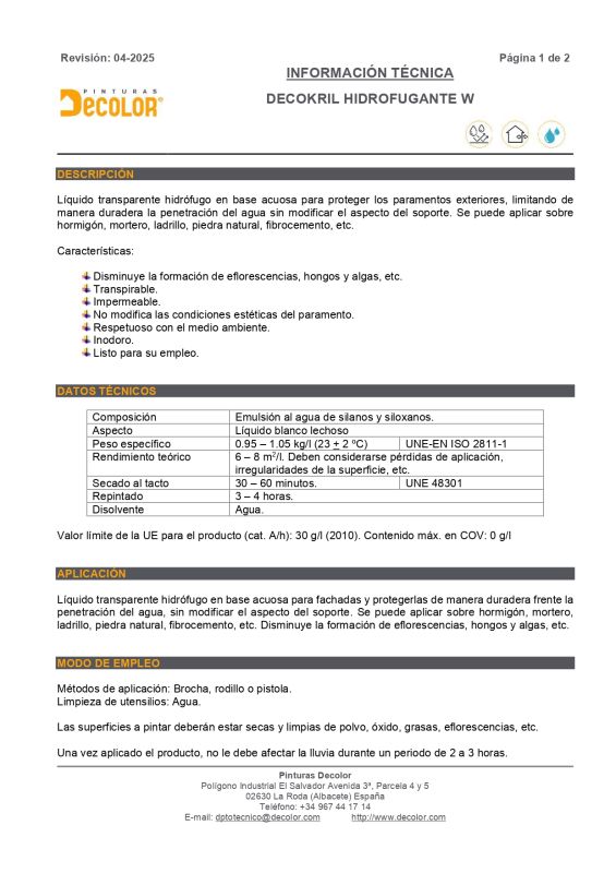 Decokril Hidrofugante W