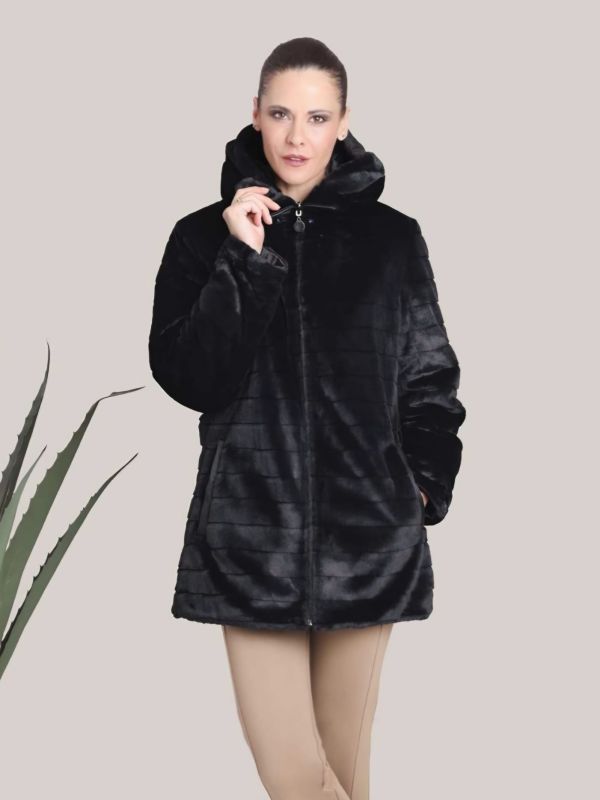 Parca Reversible Gabardina/Pelo