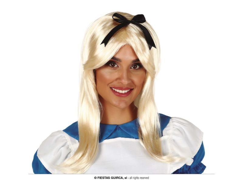 Peluca rubia con lazo