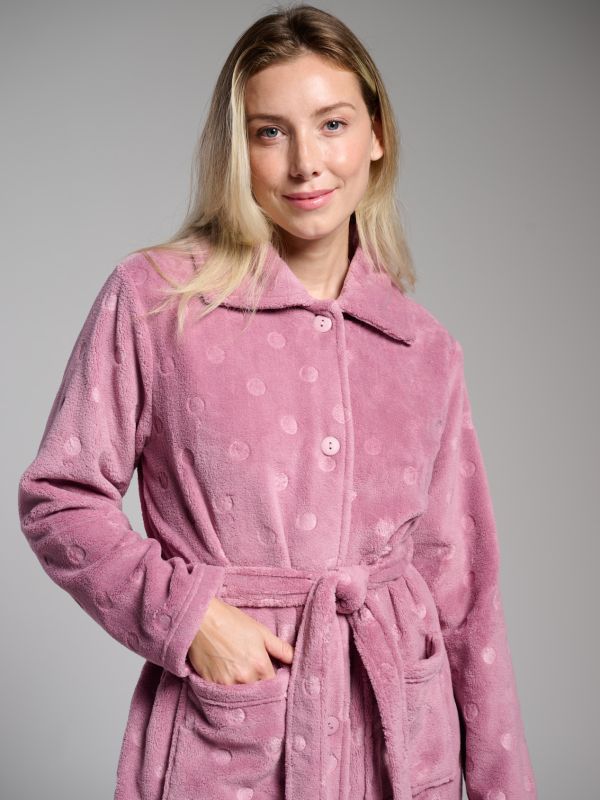 Bata midi mujer rosa lunares
