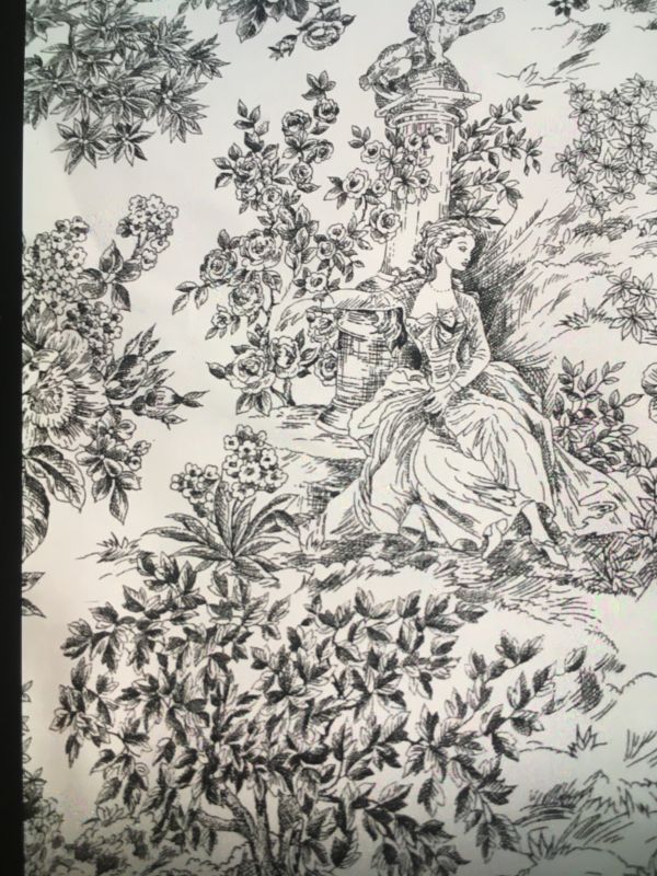 Loneta fondo blanco TOILE DE YOUY  NEGRO 