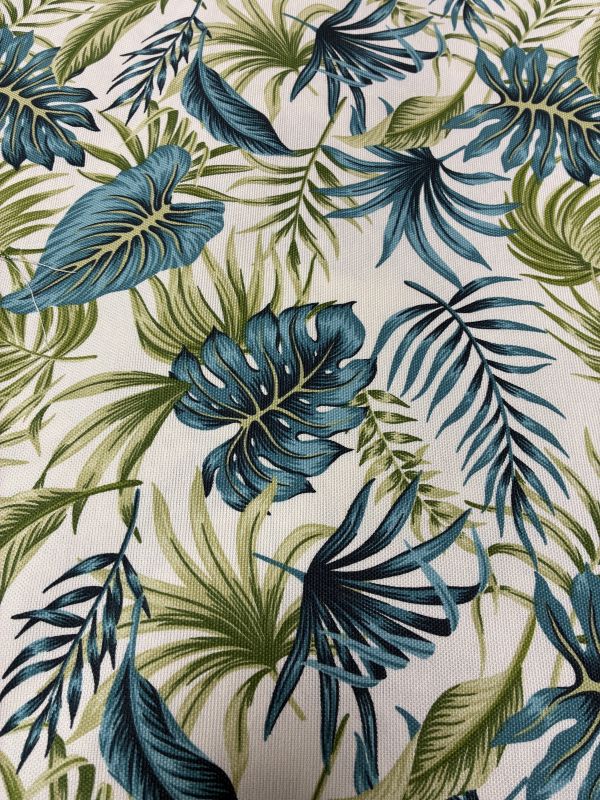 Loneta estampada culla HOJAS VERDE AZULADO 