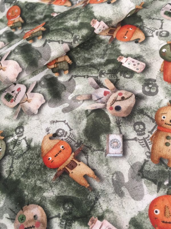Algodón estampado HALLOWEEN ESQUELETO 