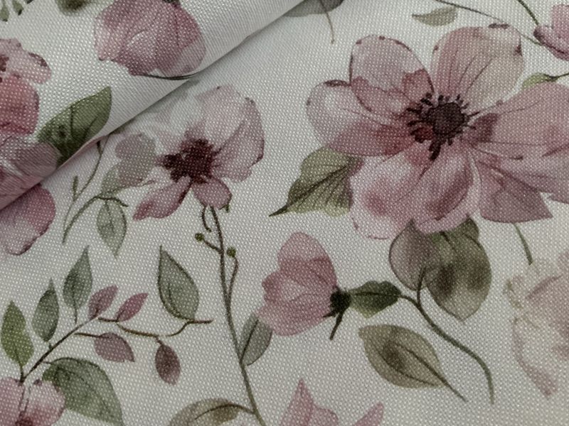 Tejido Mantel RESINADO PANAMA FLOR ROSA PALO  