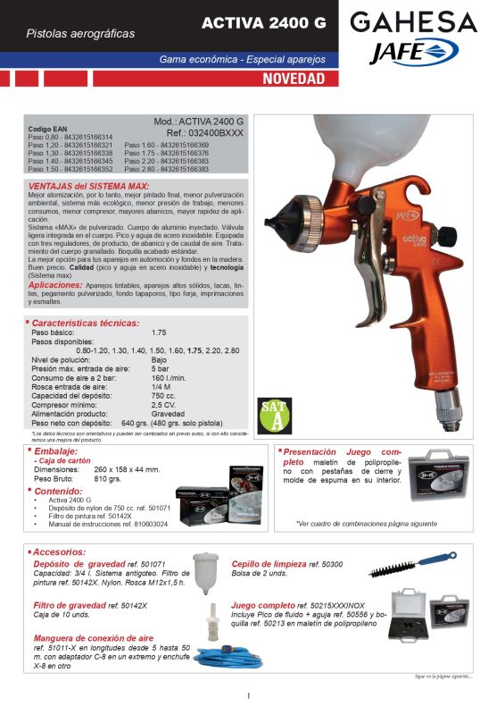 Pistola Aerográfica Gravedad Activa 2400