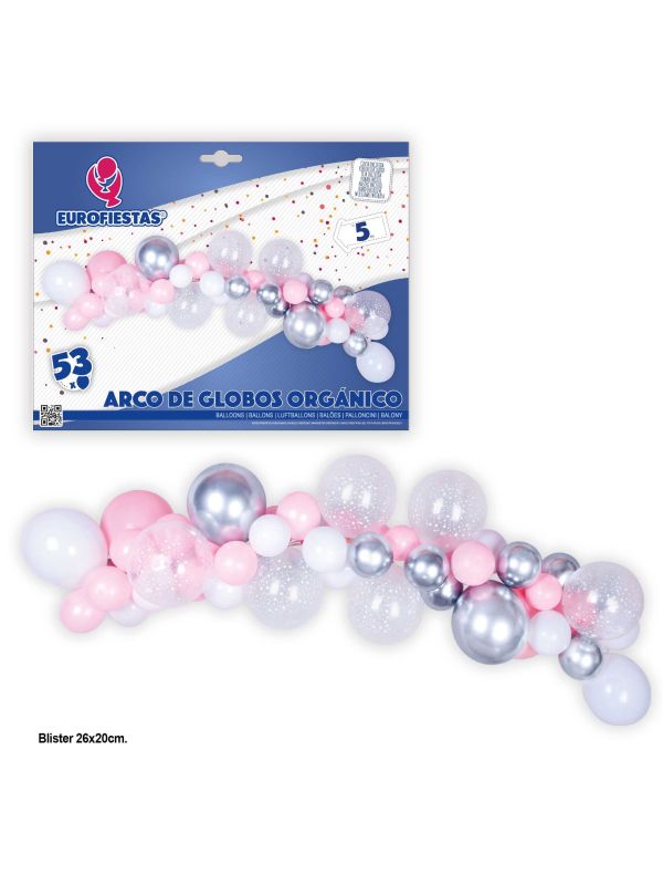 ARCO DE GLOBOS ROSA Y PLATA