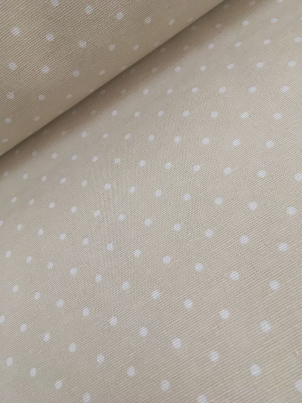 Loneta FONDO CAMEL  TOPO BLANCO 