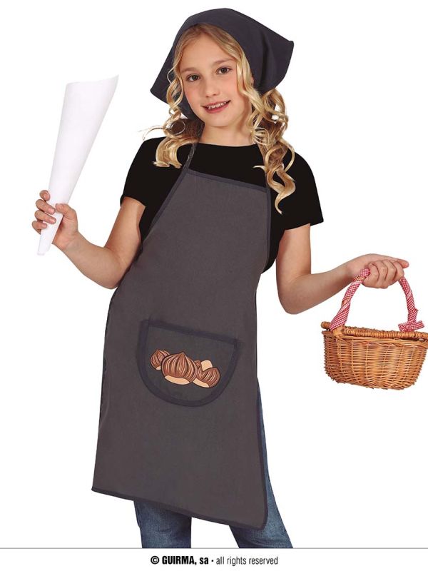 Delantal gris y pañuelo castañera