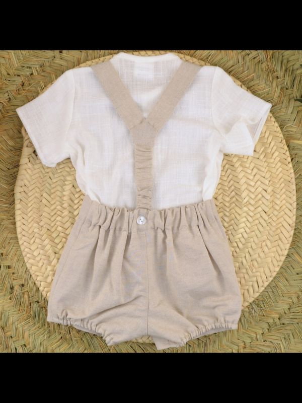 Conjunto bebe peto bambula lino