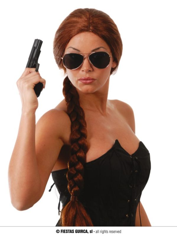 Peluca trenza castaña