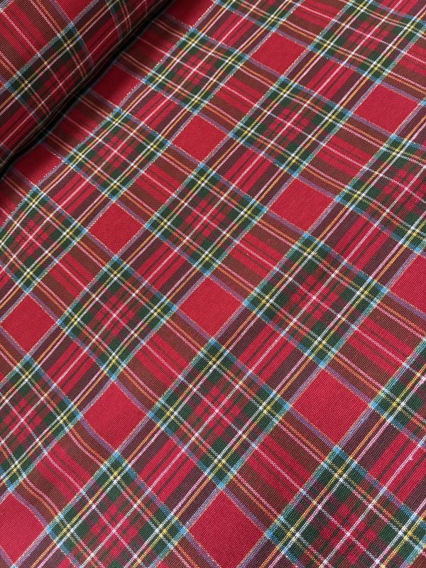 Loneta  CUADRO ESCOCÉS  ROJO LUREX 2,5 cm