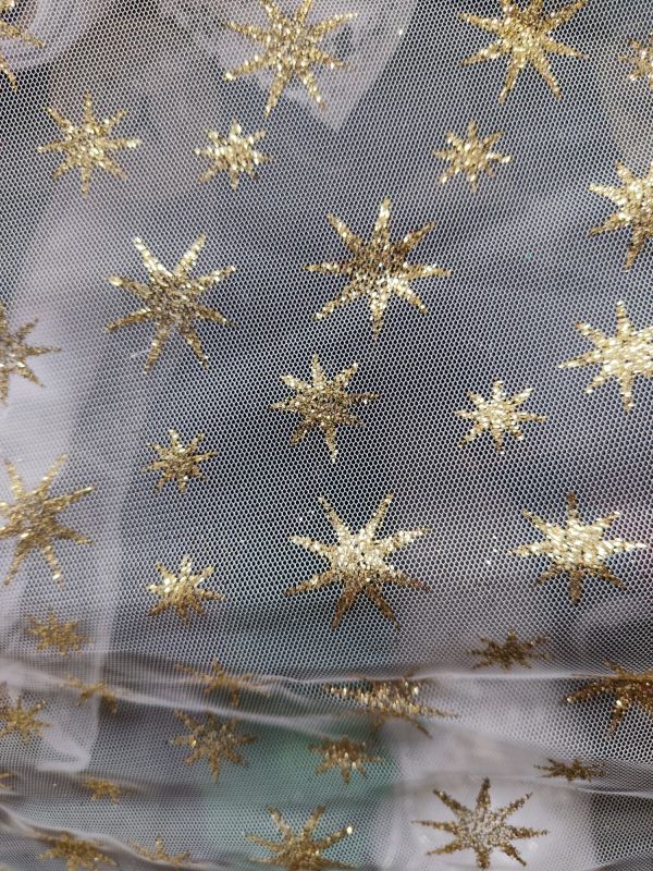 TULL BLANCO ESTRELLAS DORADAS 