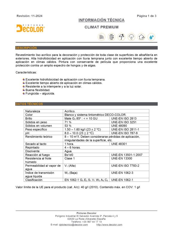 Revestimiento Climat Decolor