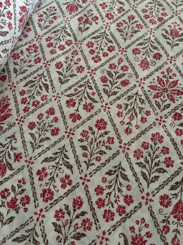Loneta estampada ROMBO FLOR GRANATE 