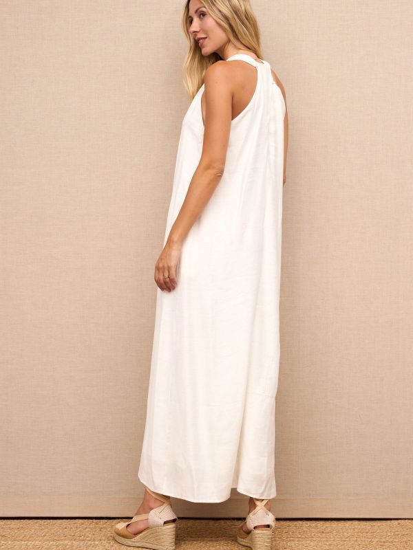 Vestido Escote Cruzado Invertido Blanco-3